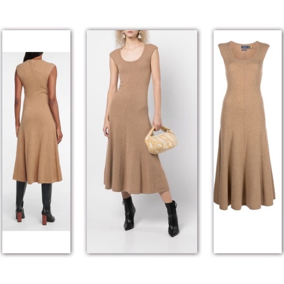 Polo Ralph Lauren Cashmere Cap-Sleeve Dress scoop neck size large - Picture 4 of 16
